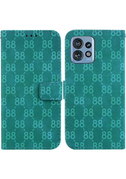 Motorola Kenar 40 Pro Kickstand Çift 8 Kabartmalı Cüzdan Pu Için Telefon Kılıfı (Yurt Dışından)