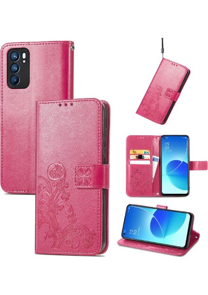 Oppo Case 6 5g Için Zarif Iş Çevirme Kapağı Dört Yapraklı Yonca (Yurt Dışından)