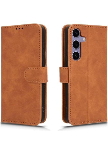 Kart Tutucu Kickstand Deri Folio Flip ile Samsung Galaxy S24 Için Kılıf (Yurt Dışından)