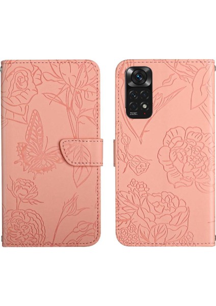 Xiaomi Redmi Için Not 11 4G/11S Çiçekler ve Kelebekler Darbeye Pu (Yurt Dışından)