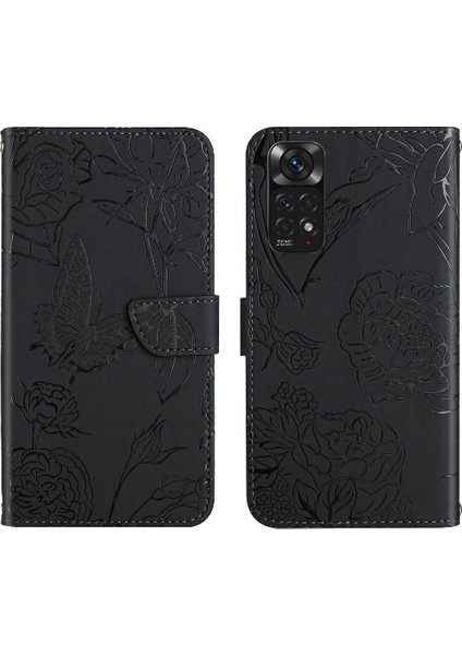 Xiaomi Redmi Için Not 11 4G/11S Çiçekler ve Kelebekler Darbeye Pu (Yurt Dışından)