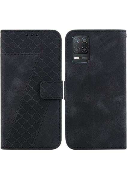 Telefon Kılıfı Için Realme 8 5g/8s 5g Cüzdan Kart Yuvası Fonksiyonu Kabartmalı Pu (Yurt Dışından)