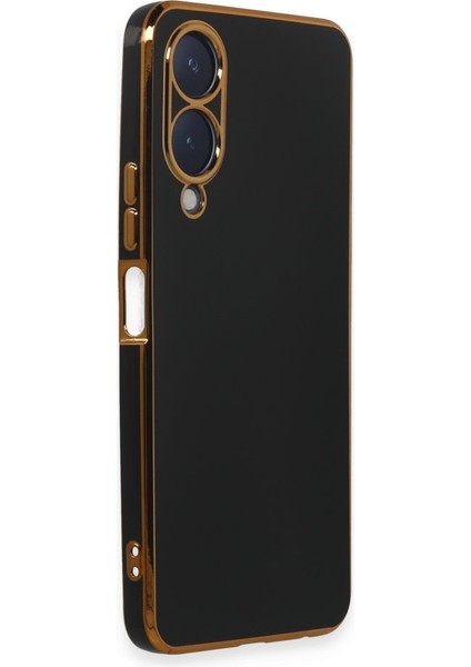 Vivo Y17 Kılıf Volet Silikon Parlak Kenar + Ekran Koruyucu