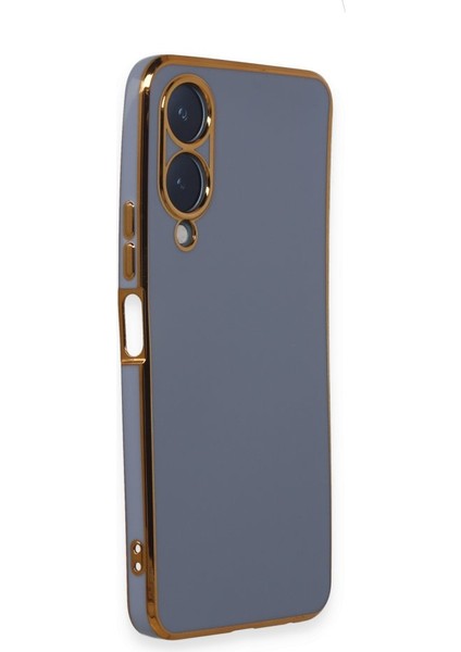 Vivo Y17 Kılıf Volet Silikon Parlak Kenar + Ekran Koruyucu