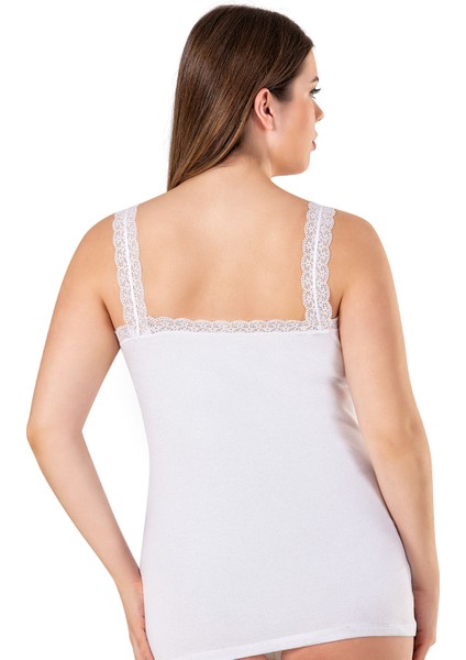 Özkan 26802 3'lü Paket Kadın Pamuklu Yakası Dantel Detaylı Kalın Askılı Esnek Rahat Büyük Beden Atlet modelleri