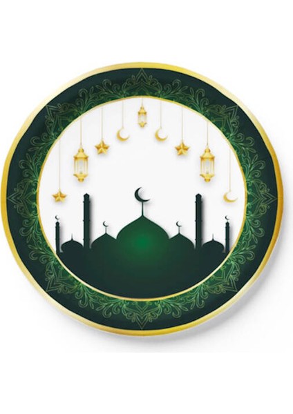 Ramazan Temalı Beyaz Tabak Bardak 8 Li