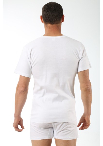 Özkan 0115 3'lü Paket Erkek Ribana Pamuklu Esnek Rahat Geniş Yaka Kısa Kollu Fanila Tişört modelleri