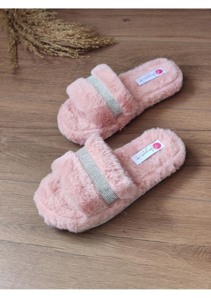 Shine Pembe Taş Detay Önü Açık Düz Ev Terlik fiyatları