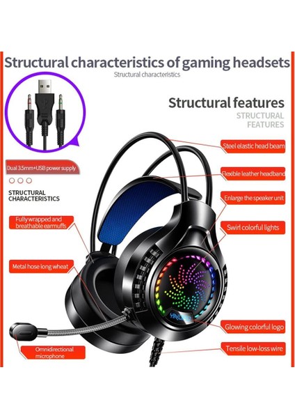 Q7 Gaming Rgb Mikrofonlu Kulaklık 3.5mm. + USB