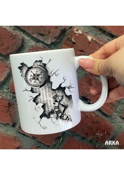 Size Özel Pusula Seramik Baskılı Kupa Bardaklar