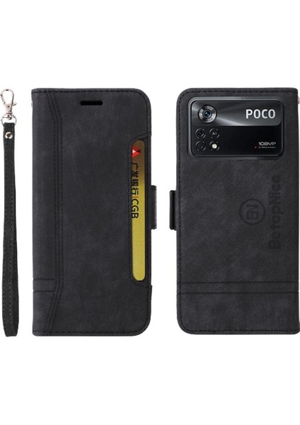 Xiaomi Poco X4 Pro 5g Tpu Deri Manyetik Kart Yuvaları Cüzdan Flip Case (Yurt Dışından)