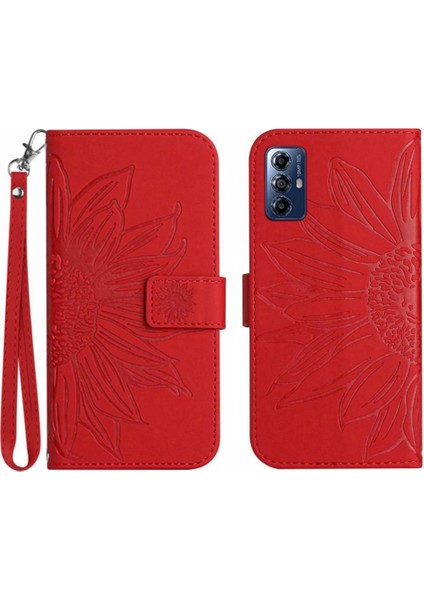 Motorola Moto G Oynamak Için 2023 Kabartmalı Ayçiçeği Kısa Kayış Flip Pu (Yurt Dışından)