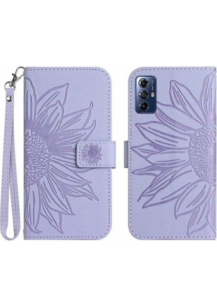 Motorola Moto G Oynamak Için 2023 Kabartmalı Ayçiçeği Kısa Kayış Flip Pu (Yurt Dışından)