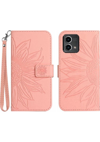 Motorola G Stylus 5g 2023 Kart Yuvaları Pu ile Kabartmalı Ayçiçeği Için Kılıf (Yurt Dışından)