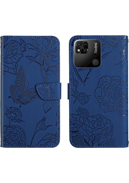 Bilek Kayışı Çiçekler ve Kelebekler ile Xiaomi Redmi 10A Için Kılıf Pu Flip (Yurt Dışından)