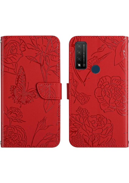 Bilek Kayışı Çiçekler ve Deri ile Tcl 20R Anti-Damla Koruma Için Kılıf (Yurt Dışından)