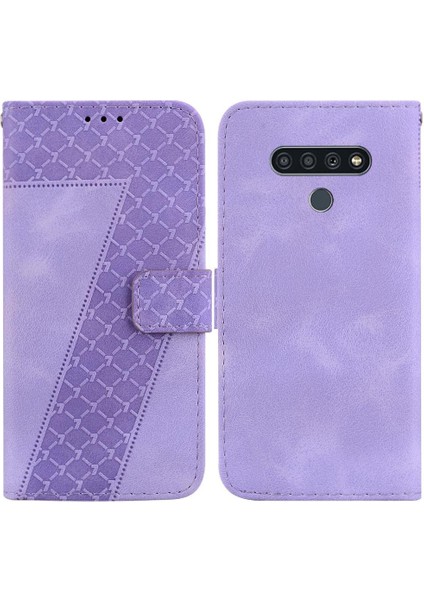 Lg K71 Flip Folio Kapak Için Telefon Kılıfı Kabartmalı Desen Kart Yuvası Fonksiyonu (Yurt Dışından)