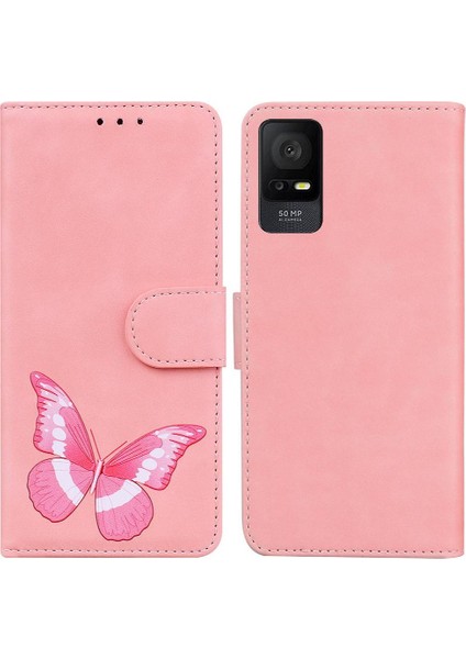 Tcl 408 Kelebek Renk Baskılı Kart Yuvaları Için Kılıf Flip Folio Kapak Cüzdan (Yurt Dışından)