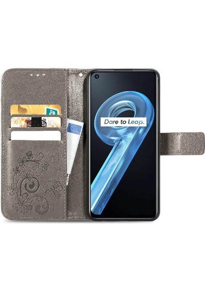 Realme 9i Zarif Iş Deri Kılıf Kapak Kapak Dört Yaprak (Yurt Dışından) indirimleri