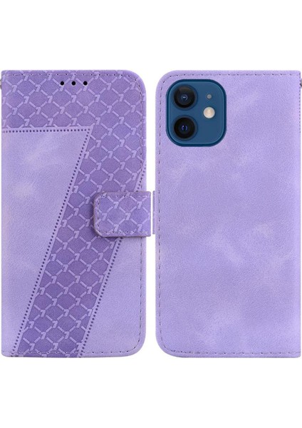 Iphone 12 Için Telefon Kılıfı Kabartmalı Desen Kart Yuvası Fonksiyonu Cüzdan Pu (Yurt Dışından)