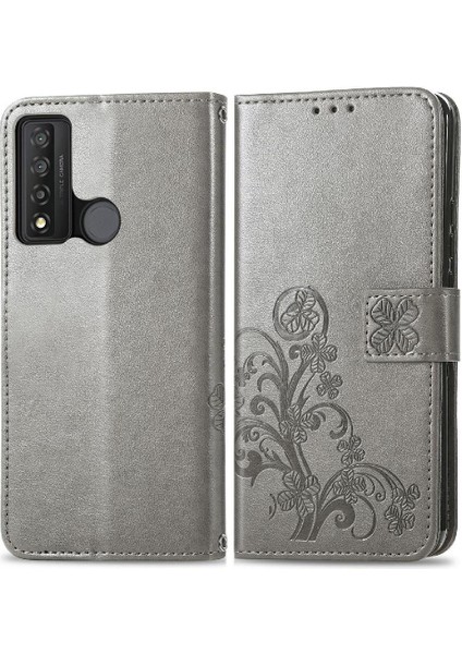 Tcl 20XE Dört Yapraklı Yonca Zarif Iş Deri Kılıf Flip Için Kılıf (Yurt Dışından)