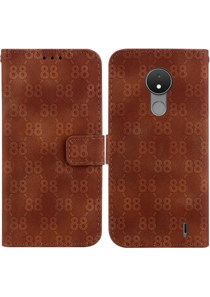 Nokia C21 Çift 8 Kabartmalı Pu Deri Kart Tutucu Cüzdan Için Telefon Kılıfı (Yurt Dışından)