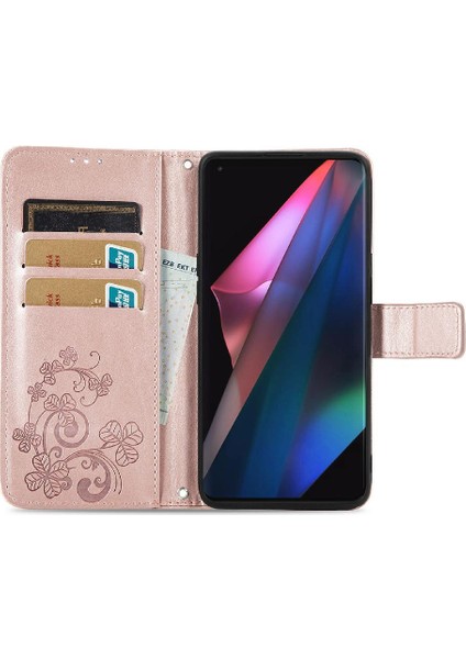 Oppo Bulmak Için Kılıf X3 Pro Dört Yapraklı Yonca Flip Kapak Kısa Kayış Iş (Yurt Dışından) fırsatları