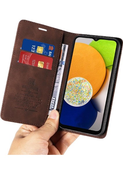 Samsung Galaxy A03 Pu Deri Folio Cüzdan Manyetik Koruyucu Kılıf (Yurt Dışından)