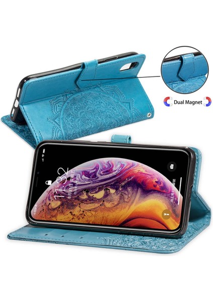 Iphone Xr Flip Kapak Zarif Desen Deri Kılıf Darbeye (Yurt Dışından)