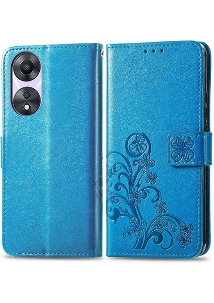 Oppo A78 Için Kılıf Kısa Kayış Zarif Iş Deri Kılıf Dört Yaprak (Yurt Dışından)