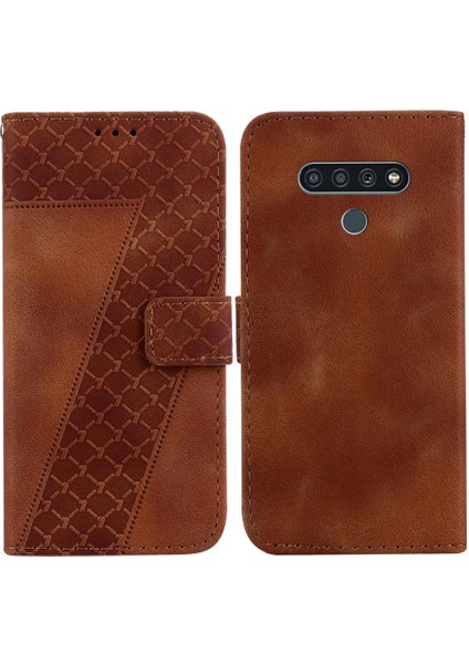 Lg K71 Flip Folio Kapak Için Telefon Kılıfı Kabartmalı Desen Kart Yuvası Fonksiyonu (Yurt Dışından)