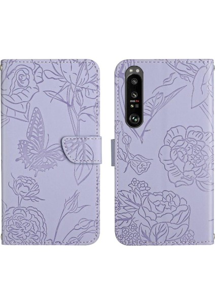 Bilek Kayışı ile Sony Xperia 1 V Için Kılıf Darbeye Deri Kılıf Çiçekler (Yurt Dışından)