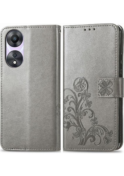 Oppo A78 Için Kılıf Kısa Kayış Zarif Iş Deri Kılıf Dört Yaprak (Yurt Dışından)
