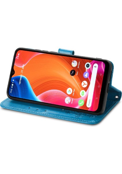 Realme C20 Dört Yapraklı Yonca Flip Kapak Kılıf Için Kılıf Kısa Kayış (Yurt Dışından)