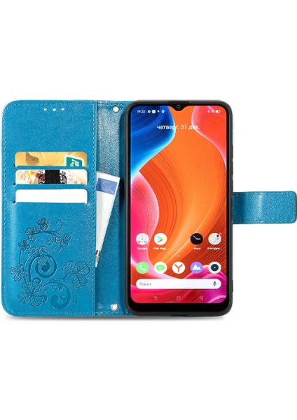 Realme C20 Dört Yapraklı Yonca Flip Kapak Kılıf Için Kılıf Kısa Kayış (Yurt Dışından)