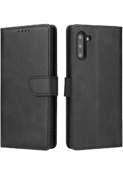 Kart Tutucu Kickstand Deri Folio ile Samsung Galaxy NOTE10 Için Kılıf (Yurt Dışından)