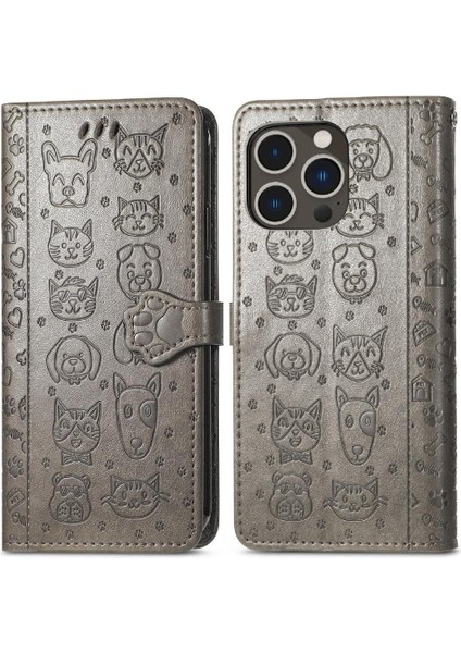 Iphone 14 Için Kılıf Promax Karikatür Hayvanlar Kısa Kayış Kapak Çevirin Deri (Yurt Dışından)