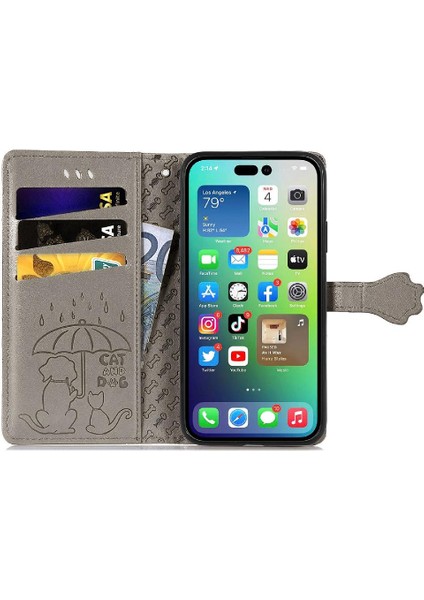 Iphone 14 Için Kılıf Pro Darbeye Kapak Kapak Kısa Kayış Karikatür Hayvanlar (Yurt Dışından)