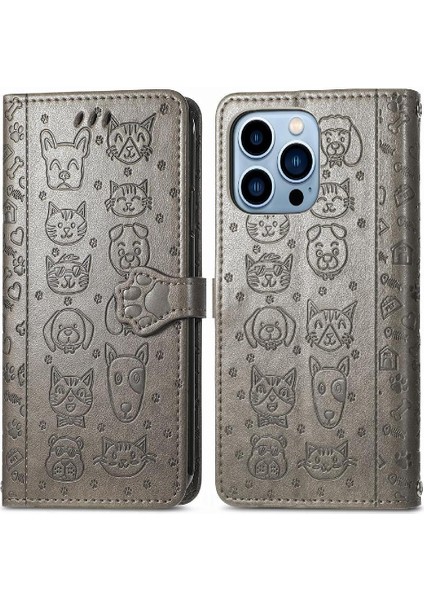 Iphone 13 Için Kılıf Pro Karikatür Hayvanlar Deri Kılıf Darbeye Çevir (Yurt Dışından)