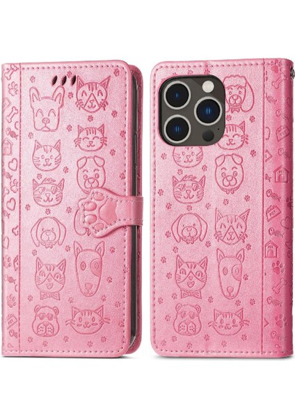 Iphone 14 Için Kılıf Promax Karikatür Hayvanlar Kısa Kayış Kapak Çevirin Deri (Yurt Dışından)