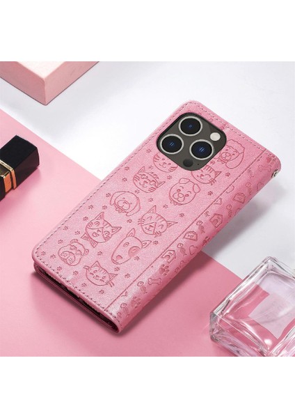Iphone 14 Için Kılıf Promax Karikatür Hayvanlar Kısa Kayış Kapak Çevirin Deri (Yurt Dışından)