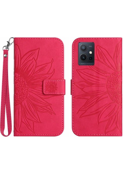 Vivo Y55 5G/Y75 5g Için Kart Yuvaları Tutucu Kabartmalı Pu ile Kısa Kayış (Yurt Dışından)