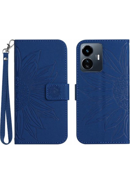 Vivo Y77 5G/Y77E 5g Için Kart Yuvaları Tutucu ile Kabartmalı Ayçiçeği Pu (Yurt Dışından)