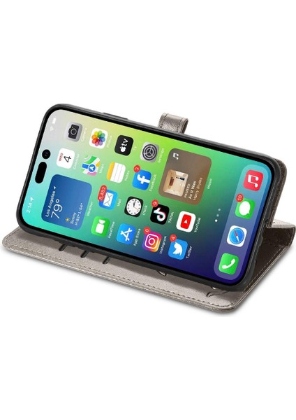 Iphone 14 Için Kılıf Kapak Kapak Kısa Kayış Deri Kılıf Karikatür Hayvanlar (Yurt Dışından)