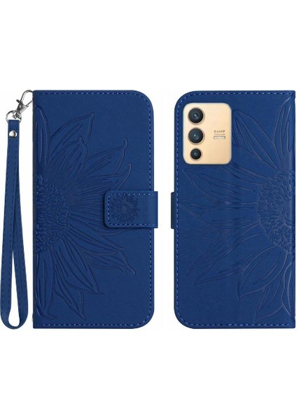 Kart Yuvaları Tutucu Flip Cüzdan ile Vivo V23 5g Kabartmalı Ayçiçeği Için Kılıf (Yurt Dışından)