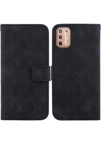 Motorola Moto G9 Artı Çift 8 Kabartmalı Kickstand Kart Pu Için Telefon Kılıfı (Yurt Dışından)