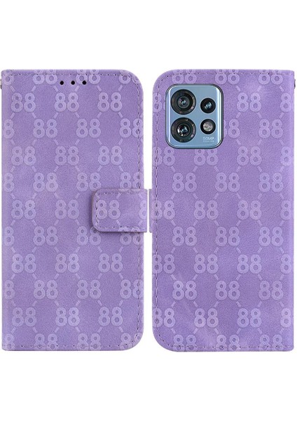 Motorola Kenar 40 Pro Kickstand Çift 8 Kabartmalı Cüzdan Pu Için Telefon Kılıfı (Yurt Dışından)
