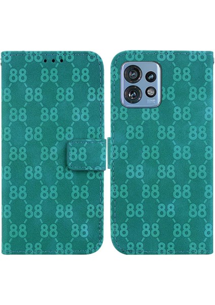 Motorola Kenar 40 Pro Kickstand Çift 8 Kabartmalı Cüzdan Pu Için Telefon Kılıfı (Yurt Dışından)