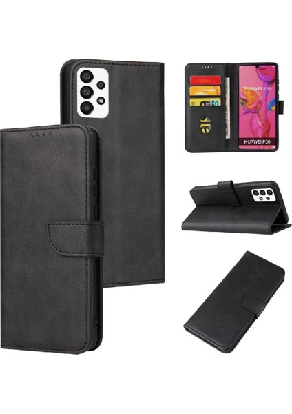 Samsung Galaxy A73 5g Deri Folio Flip Case Manyetik Karbon (Yurt Dışından)