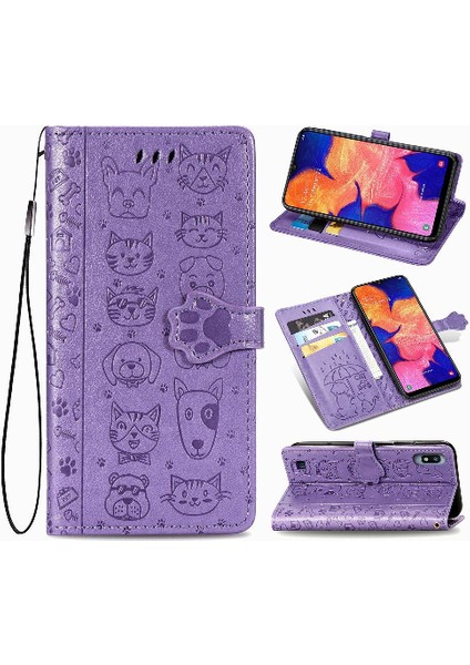 Samsung Galaxy A10 Flip Kapak Için Kılıf Kısa Kayış Darbeye Karikatür (Yurt Dışından) modelleri